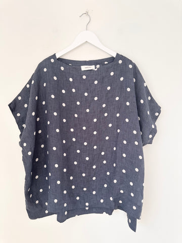 sammy top - dark grey spot linen Apparel