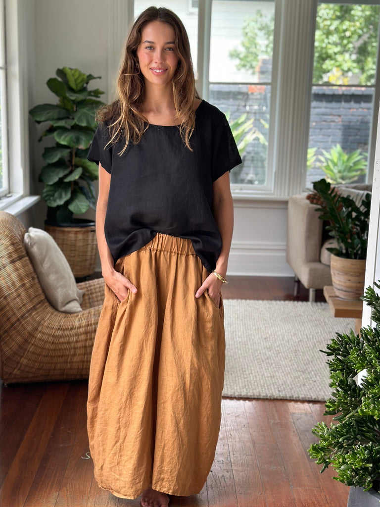 lana skirt - caramel linen Apparel  