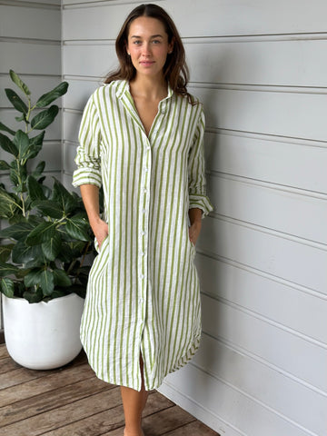 elena shirtdress - avocado stripe Apparel  