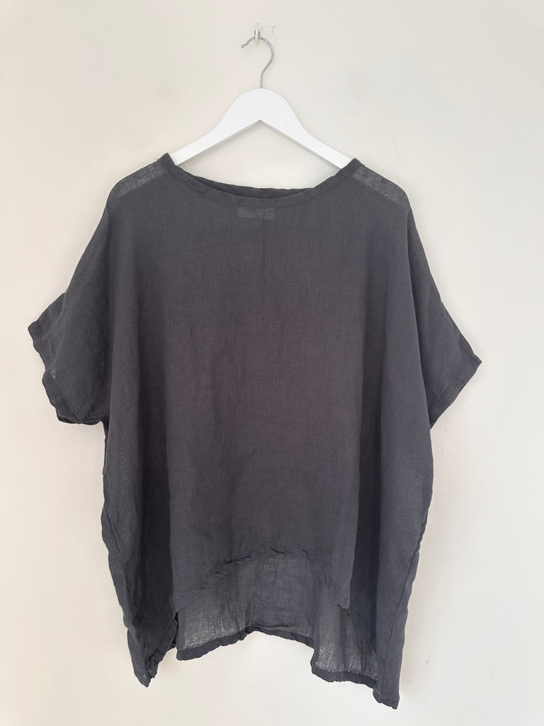 rachael top - charcoal linen gauze Apparel