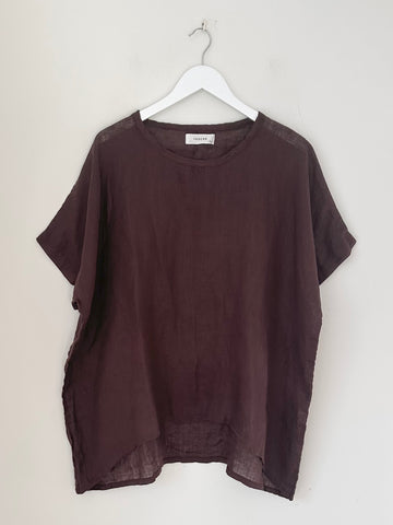 rachael top - chocolate linen gauze Apparel