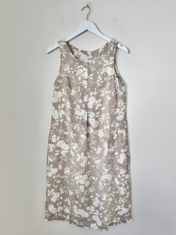 becky dress- big natural flower linen Apparel