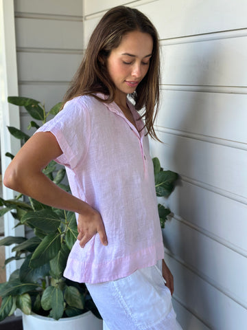 celia top - soft pink linen Apparel  