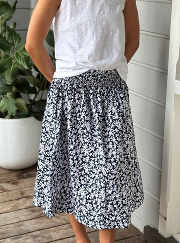 lola skirt - navy floral cotton Apparel  