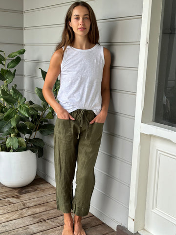 darcy pants - army linen Apparel  