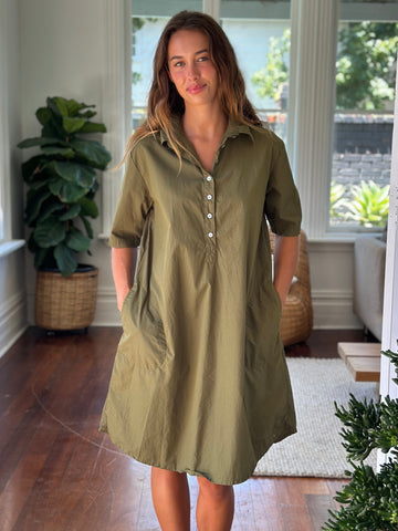 petra dress - army cotton Apparel  