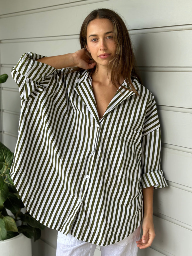 caitlyn shirt - army stripe cotton Apparel  