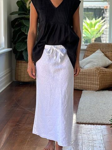 anthea skirt - white linen Apparel  