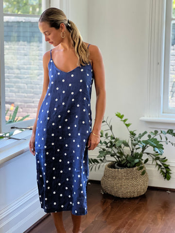 ashley dress - blue dusk spot dress