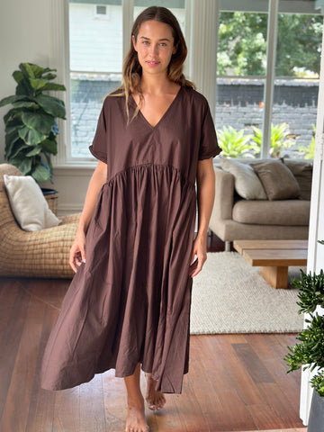 flora dress - chocolate cotton Apparel  