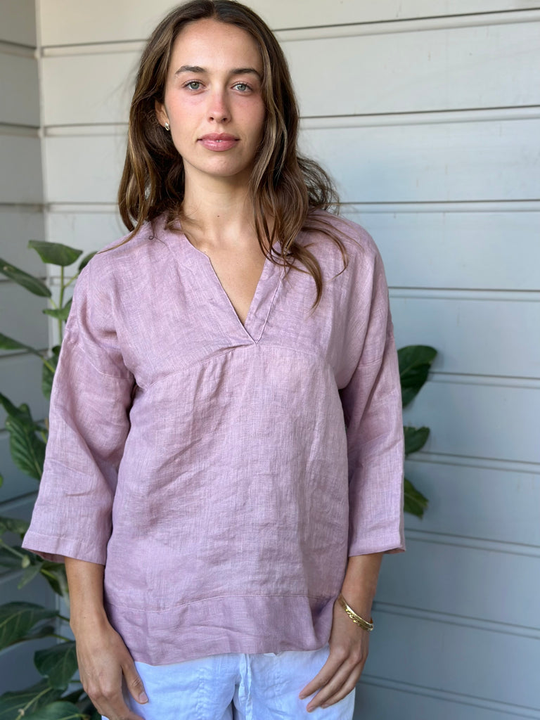 francis top - dusty rose linen Apparel