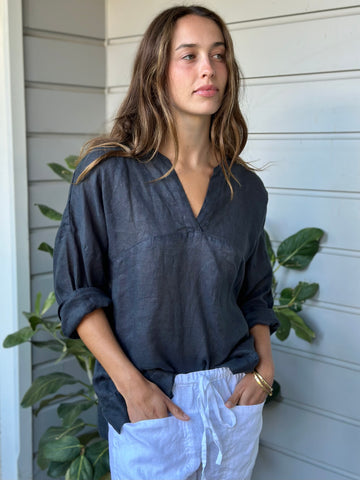 francis top - charcoal linen gauze Apparel