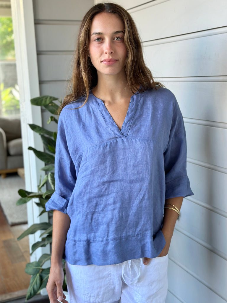 francis top - cornflower linen Apparel