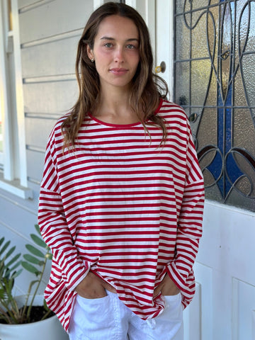 estella top - red stripe cotton knit Apparel