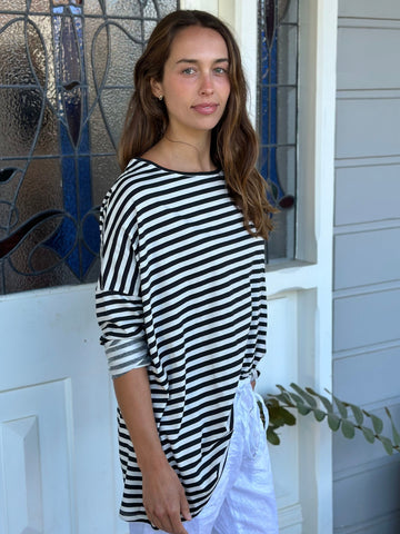 estella top - black stripe cotton knit Apparel