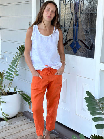 darcy pants - orange linen Apparel