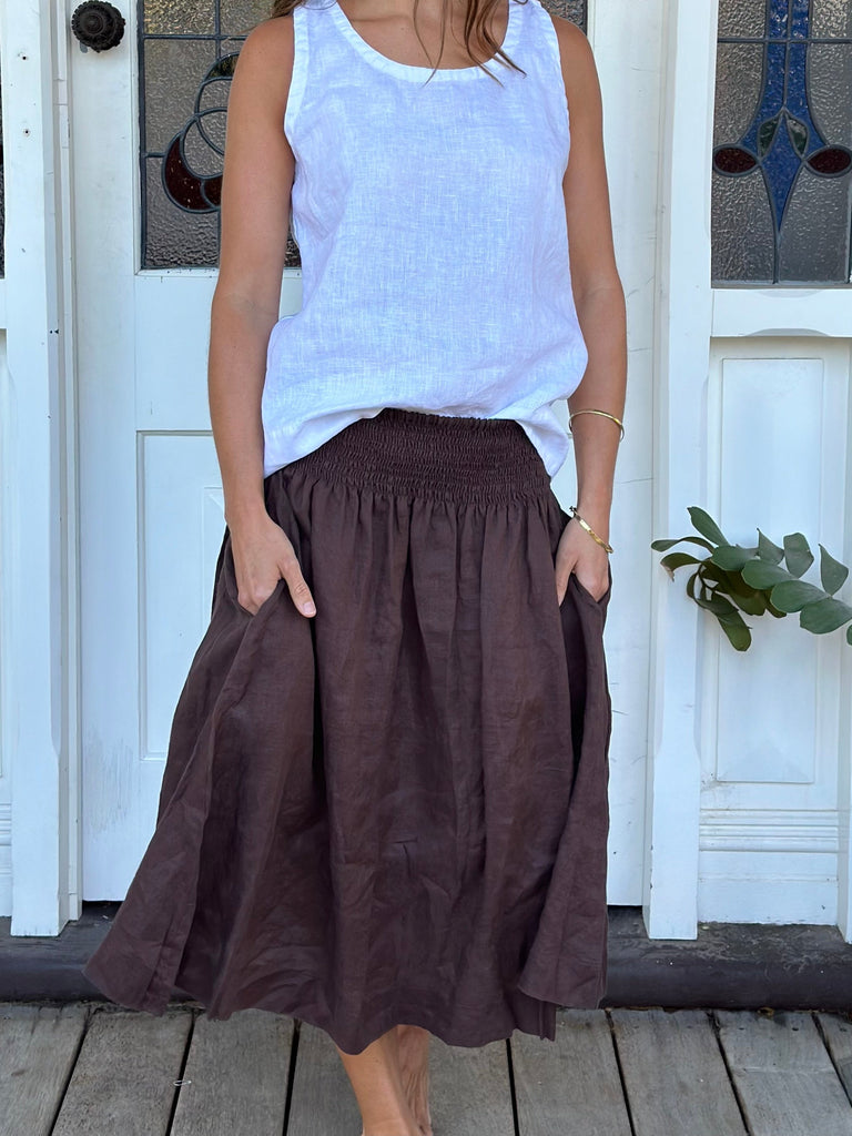 lola skirt - chocolate linen Apparel