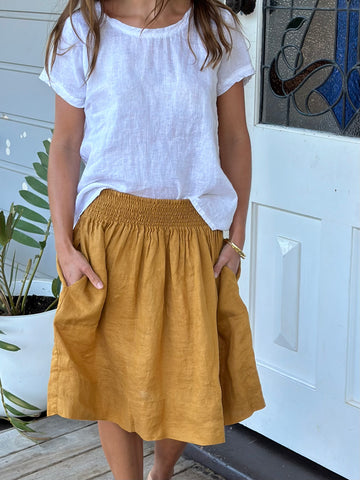 zoe skirt - turmeric linen Apparel