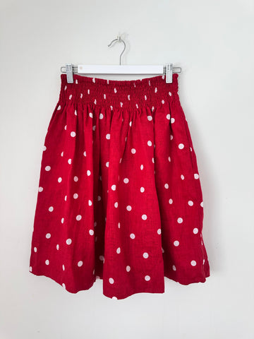 zoe skirt - summer red spot linen Apparel