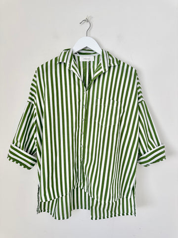 rosie shirt - moss stripe cotton Apparel