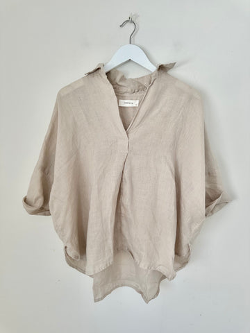 riley top - almond linen Apparel