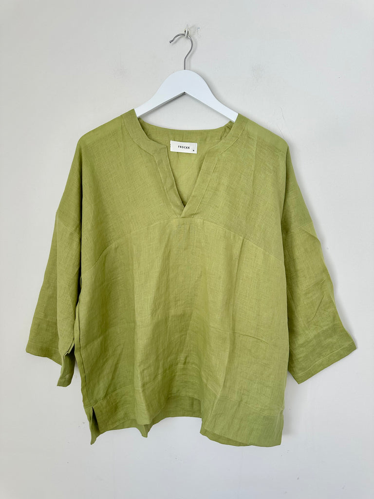 francis top - avocado linen Apparel