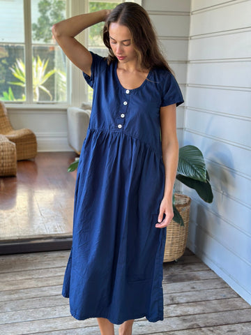 audrey dress - navy cotton Apparel