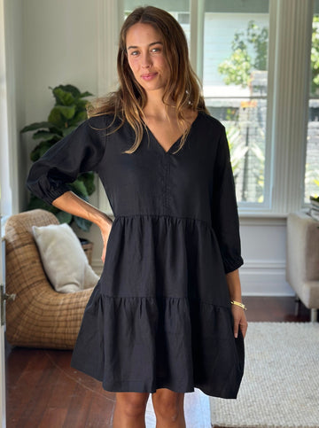 payton dress-black linen dress  