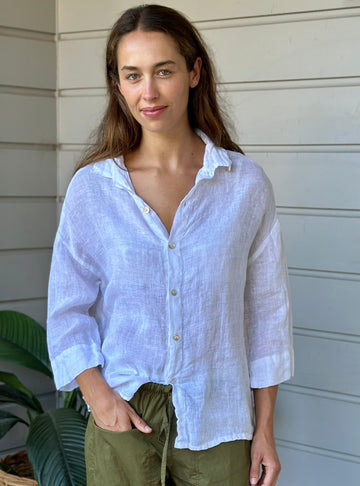 deanna shirt - white linen gauze Apparel