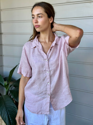 august shirt - dusty pink linen Apparel