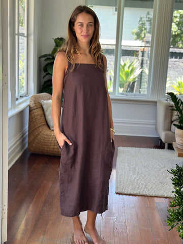 martha dress - chocolate linen Apparel  