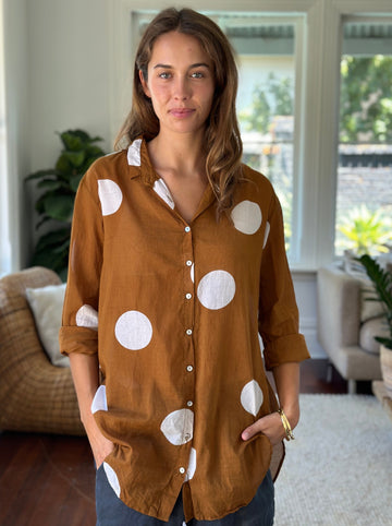 jackie shirt - caramel big spot cotton General  