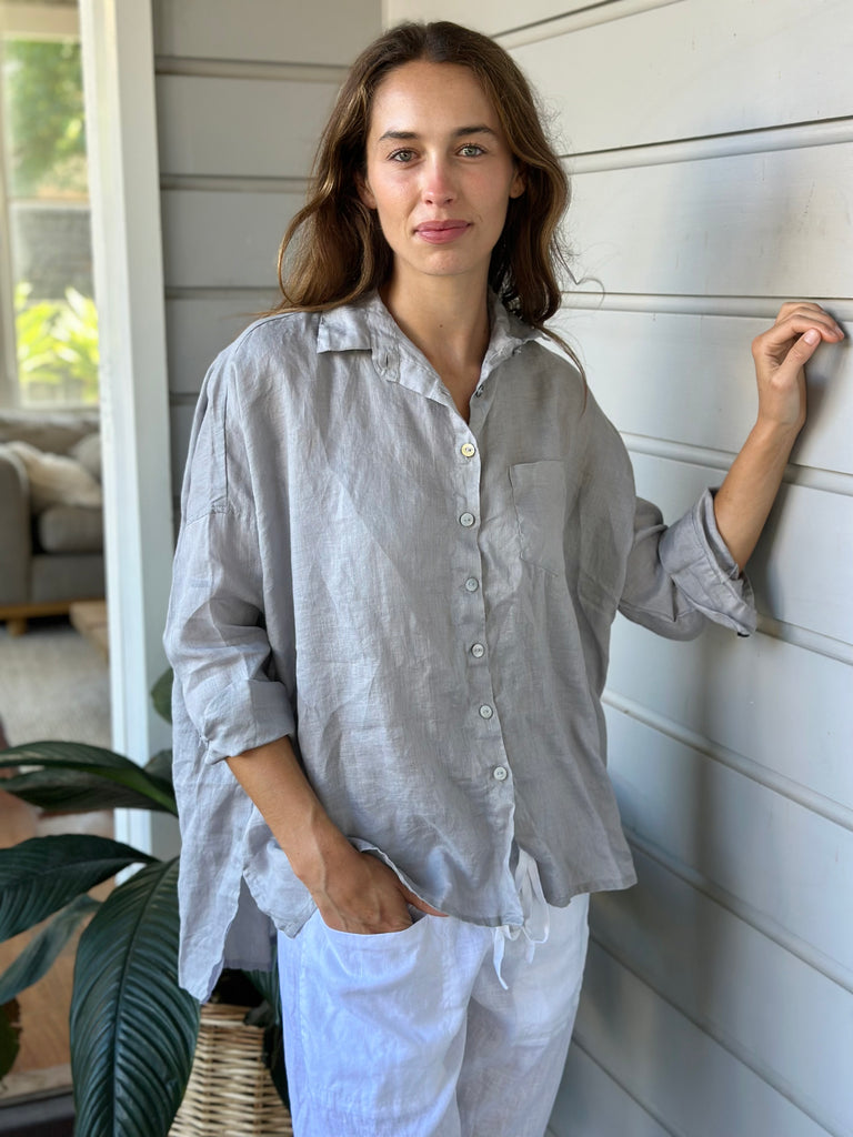 rosie shirt - soft grey linen Apparel