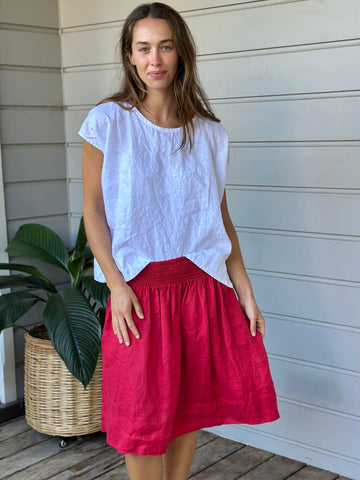 zoe skirt - red linen Apparel