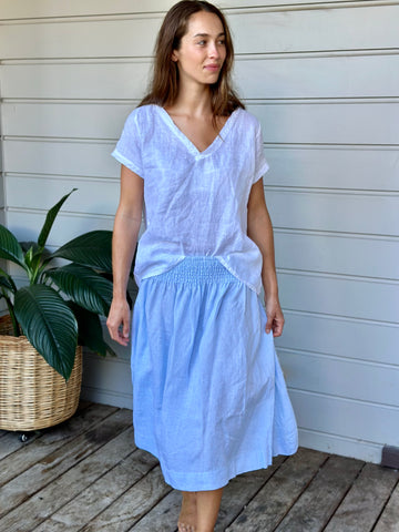 lola skirt - soft blue linen Apparel