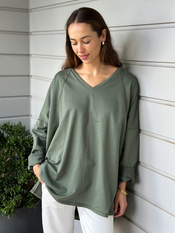 sadie slouchy sweatshirt - sage Apparel  