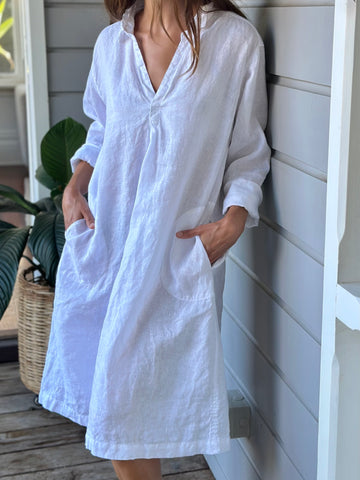 bianca dress - white linen Apparel