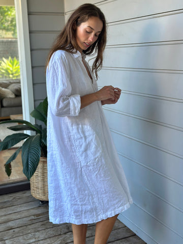 bianca dress - white linen Apparel