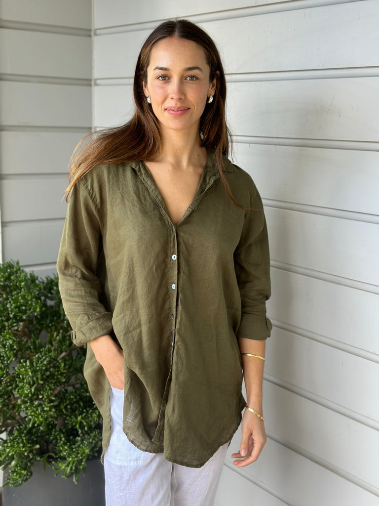 skyla shirt - army linen Apparel  