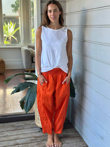 frankie pants - burnt orange linen Apparel