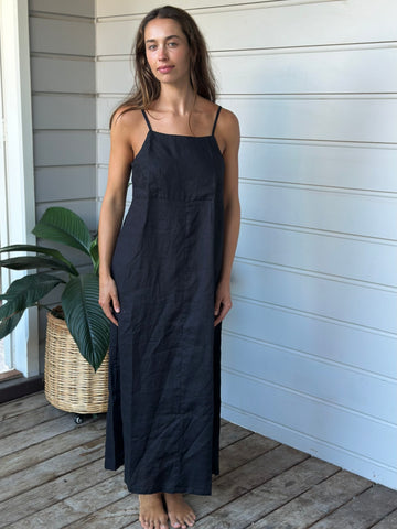 astrid dress - black linen General