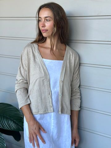 sonya linen knit cardi-natural Apparel