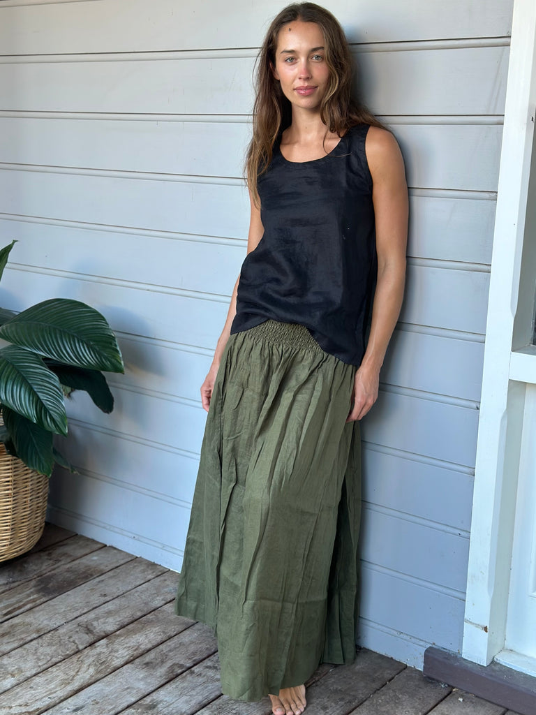 lulu skirt - army linen Apparel