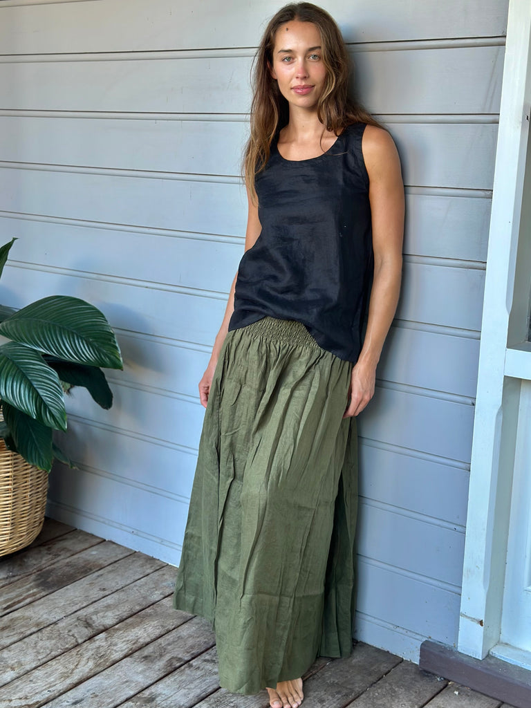 lulu skirt - army linen Apparel