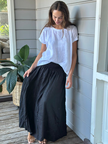 lulu skirt - black linen Apparel