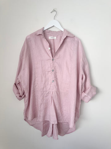 megan shirt - dusty pink linen Apparel