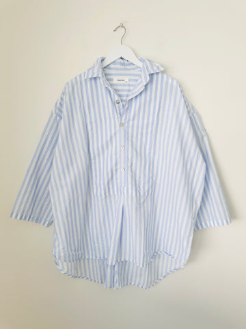 megan shirt-soft blue stripe cotton Apparel