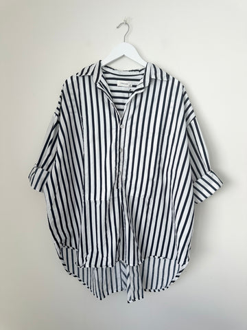 megan shirt-navy stripe cotton Apparel