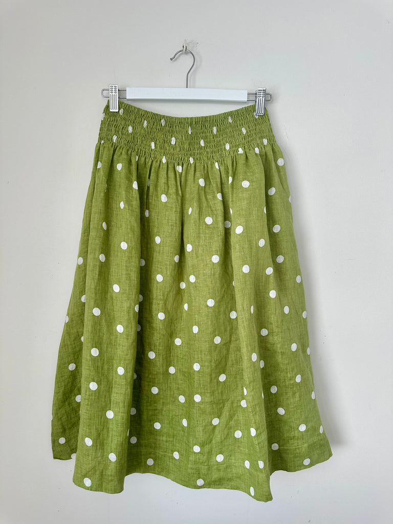 lola skirt - avocado spot linen Apparel