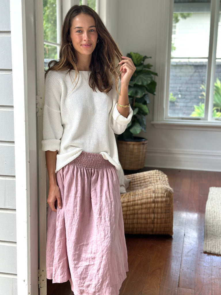 lola skirt - dusty rose linen Apparel  